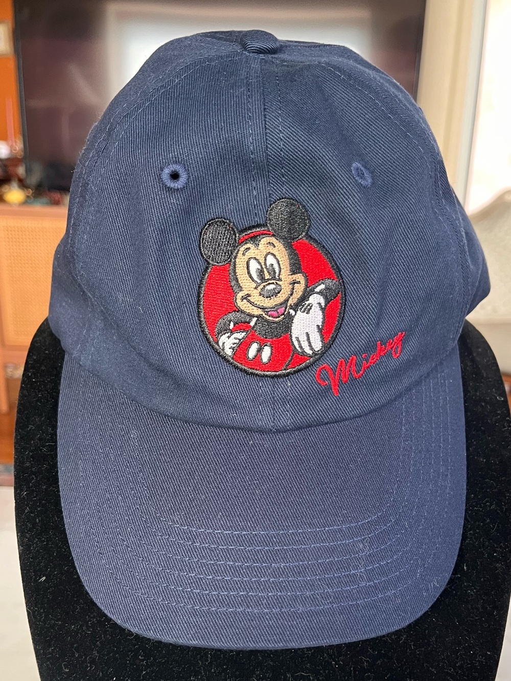 Vintage Disneyland Resort Navy Blue Mickey Mouse Embroidered Baseball Cap Hat